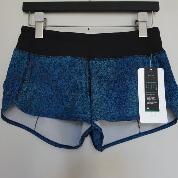 NWT LULULEMON SNAM/BLK Blue Black 4 Way Stretch Run Speed Shorts 10 - Picture 1 of 7
